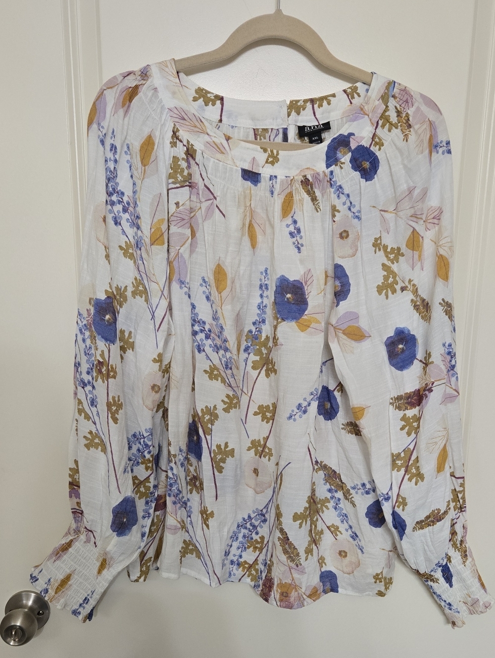 a.n.a White Tunic with Blue & Mustard Floral Print
